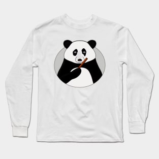 An Adorable Panda holding a Bamboo Long Sleeve T-Shirt